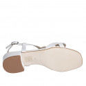 Sandalia para mujer en piel trensada blanca tacon 3 - Tallas disponibles:  32, 33, 34, 35, 42, 43, 44, 45