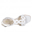 Woman's sandal in white braided leather heel 3 - Available sizes:  32, 33, 34, 35, 42, 43, 44, 45