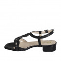 Woman's sandal in black braided leather heel 3 - Available sizes:  32, 33, 34, 35, 42, 43, 44, 45