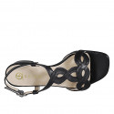 Sandale pour femmes en cuir tressé noir talon 3 - Pointures disponibles:  32, 33, 34, 35, 42, 43, 44, 45