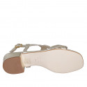 Sandale pour femmes en cuir tressé laminé platine talon 3 - Pointures disponibles:  32, 33, 34, 35, 42, 43, 44, 45