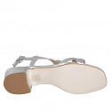 Sandale pour femmes en cuir tressé laminé argent talon 3 - Pointures disponibles:  32, 33, 34, 35, 42, 43, 44, 45