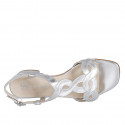 Woman's sandal in silver laminated braided leather heel 3 - Available sizes:  32, 33, 34, 35, 42, 43, 44, 45