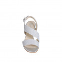 Woman's sandal in silver glittered fabric heel 7 - Available sizes:  32, 33, 34, 35