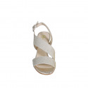 Woman's sandal in platinum glittered fabric heel 7 - Available sizes:  32, 33, 34, 35