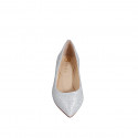 Woman's pointy pump in silver laminated fabric heel 5 - Available sizes:  32, 33, 34, 35, 42, 43, 44, 45