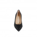 Woman's pointy pump in black leather with heel 5 - Available sizes:  32, 33, 34, 35, 42, 43, 44, 45