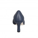 Pointy pump in blue leather heel 7 - Available sizes:  32, 33, 34, 35, 42, 43, 44, 45