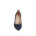 Pointy pump in blue leather heel 7 - Available sizes:  32, 33, 34, 35, 42, 43, 44, 45