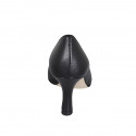 Women's pointy pump in black leather with heel 7 - Available sizes:  32, 33, 34, 35, 42, 43, 44, 45