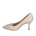 Woman's pointy pump shoe in light rose leather heel 7 - Available sizes:  32, 33, 34, 35, 42, 43, 44, 45