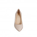 Woman's pointy pump shoe in light rose leather heel 7 - Available sizes:  32, 33, 34, 35, 42, 43, 44, 45