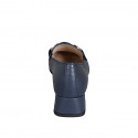 Mocassin pour femmes en cuir bleu avec accessoire talon 4 - Pointures disponibles:  32, 33, 34, 35