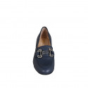 Woman's mocassin in blue leather with accessory heel 4 - Available sizes:  32, 33, 34, 35