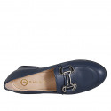 Mocassin pour femmes en cuir bleu avec accessoire talon 4 - Pointures disponibles:  32, 33, 34, 35