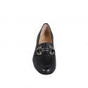 Woman's mocassin in black leather with accessory and heel 4 - Available sizes:  32, 33, 34, 35