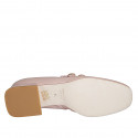 Woman's Mary Jane with rounded tip and two straps in light pink leather heel 3 - Available sizes:  32, 35, 42, 43, 44, 45