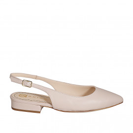 Woman's slingback shoe in light pink leather heel 2 - Available sizes:  32, 33, 35, 42, 43, 44, 45