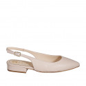 Woman's slingback shoe in light pink leather heel 2 - Available sizes:  32, 33, 34, 35, 42, 43, 44, 45