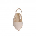 Woman's slingback shoe in light pink leather heel 2 - Available sizes:  32, 33, 34, 35, 42, 43, 44, 45