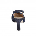 Zapato destalonado a punta para mujer en tejido laminado azul tacon 7 - Tallas disponibles:  32, 33, 34, 35, 42, 43, 44, 45