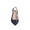 Woman's pointy slingback pump in blue laminated fabric heel 7 - Available sizes:  32, 33, 34, 35, 42, 43, 44, 45