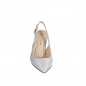 Woman's pointy slingback pump in silver laminated fabric heel 7 - Available sizes:  32, 33, 34, 35, 42, 43, 44, 45