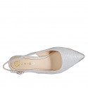 Woman's pointy slingback pump in silver laminated fabric heel 7 - Available sizes:  32, 33, 34, 35, 42, 43, 44, 45