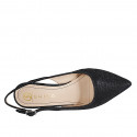 Woman's pointy slingback pump in black laminated fabric heel 7 - Available sizes:  32, 33, 34, 35, 42, 43, 44, 45