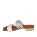 Woman's mules in white and silver laminated leather heel 2 - Available sizes:  32, 33, 34, 35, 42, 43, 44, 45