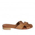 Mule para mujer en piel cognac tacon 2 - Tallas disponibles:  32, 33, 34, 35, 42, 43, 44, 45