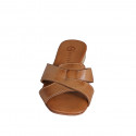 Mule para mujer en piel cognac tacon 2 - Tallas disponibles:  32, 33, 34, 35, 42, 43, 44, 45