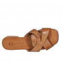 Mule para mujer en piel cognac tacon 2 - Tallas disponibles:  32, 33, 34, 35, 42, 43, 44, 45