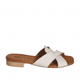 Mule pour femmes en cuir verni crème talon 2 - Pointures disponibles:  32, 33, 35, 42, 43, 44, 45