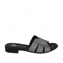 Mule para mujer en tejido soga brillante plateada tacon 2 - Tallas disponibles:  32, 33, 34, 35, 42, 43, 44