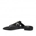 Chanclas de dedo con accesorio para mujer en piel negra tacon 2 - Tallas disponibles:  32, 33, 34, 35, 42, 43, 44, 45