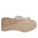 Mule pour femmes en tissu corde blanc avec strass, plateforme et talon compensé 9 - Pointures disponibles:  32, 33, 34, 35