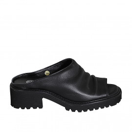 Sabot pour femmes en cuir noir talon 4 - Pointures disponibles:  34, 35, 42, 43, 44