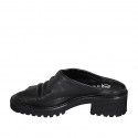 Sabot da donna in pelle nera tacco 4 - Misure disponibili: 33, 34, 35, 42, 43, 44, 45