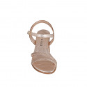 Woman's sandal in copper laminated leather with ankle strap and rhinestones heel 5 - Available sizes:  32, 33, 34, 35, 42, 43, 44, 45