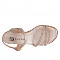 Woman's sandal in copper laminated leather with ankle strap and rhinestones heel 5 - Available sizes:  32, 33, 34, 35, 42, 43, 44, 45