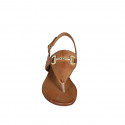 Woman's thong sandal in cognac brown leather with accessory heel 2 - Available sizes:  32, 33, 34, 35, 42, 43, 44, 45