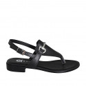 Sandale entredoigt pour femmes en cuir noir avec accessoire talon 2 - Pointures disponibles:  32, 33, 34, 35, 42, 43, 44, 45