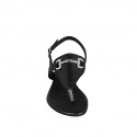 Sandale entredoigt pour femmes en cuir noir avec accessoire talon 2 - Pointures disponibles:  32, 33, 34, 35, 42, 43, 44, 45