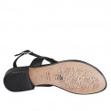 Sandale entredoigt pour femmes en cuir noir avec accessoire talon 2 - Pointures disponibles:  32, 33, 34, 35, 42, 43, 44, 45