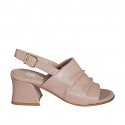 Sandalo da donna accollato in pelle rosa tacco 5 - Misure disponibili: 32, 33, 34, 35, 42, 43, 44, 45