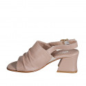 Woman's highfronted sandal in rose leather heel 5 - Available sizes:  32, 33, 34, 35, 42, 43, 44, 45