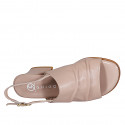 Sandale pour femmes en cuir rose talon 5 - Pointures disponibles:  32, 33, 34, 35, 42, 43, 44, 45