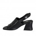 Woman's highfronted sandal in black leather heel 5 - Available sizes:  32, 33, 34, 35, 42, 43, 44, 45