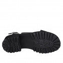 Woman's sporty sandal in black leather heel 4 - Available sizes:  32, 33, 34, 35, 42, 43, 44, 45